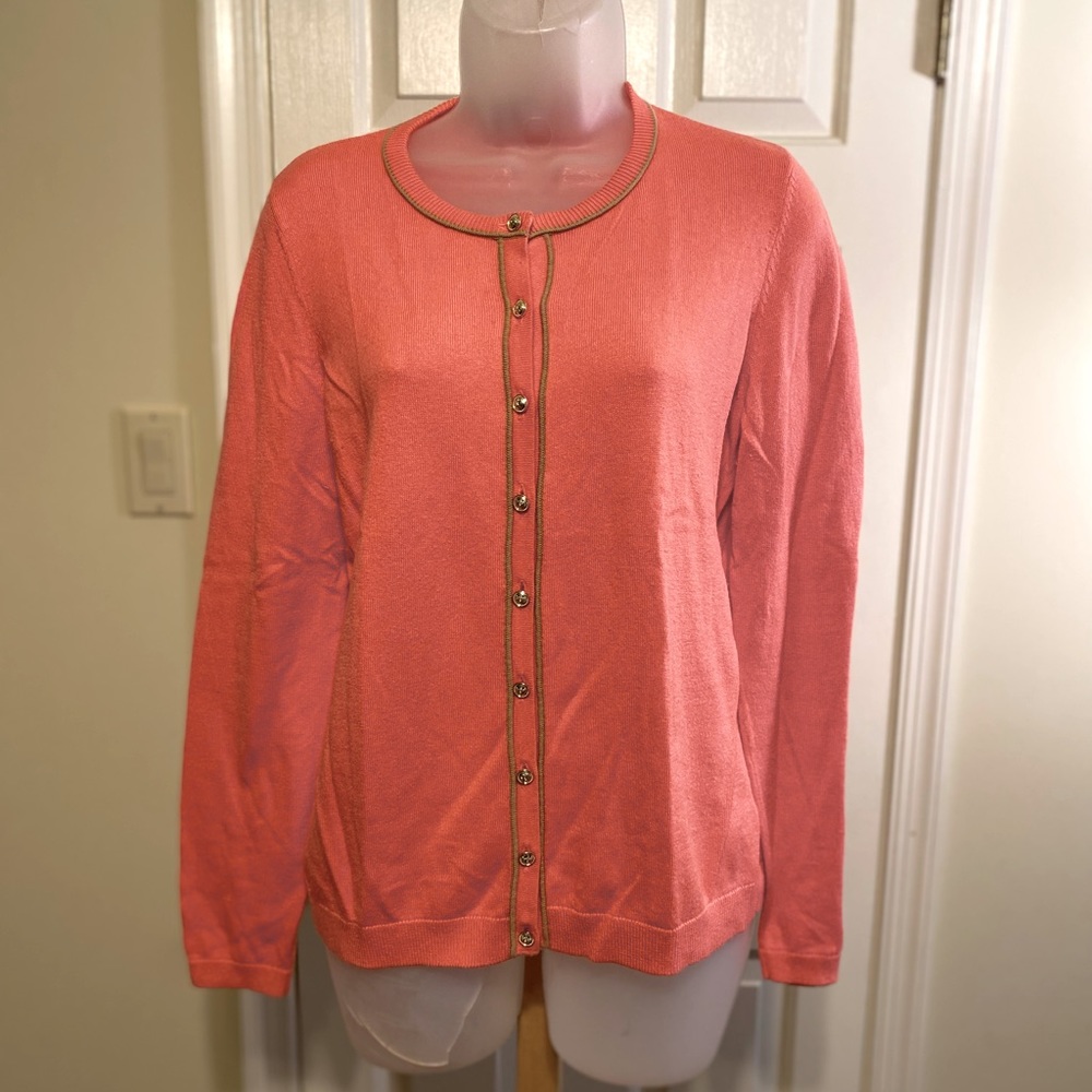 Talbots - Woman’s peach color cashmere/cotton/rayon cardigan sweater, Size: MP